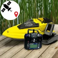 Большой Кораблик для рыбалки Фурия Фюжн с GPS (Fortuna-X) и Эхолотом Toslon TF520 Желтый