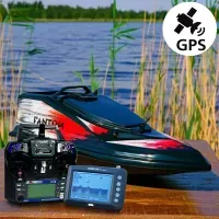 Кораблик для прикормки Фантом Модерн с эхолотом Toslon TF300 и GPS автопилотом (V3_6+1) Черный с красными