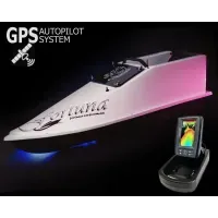 Большой кораблик для рыбалки Фортуна 45000 mAh с GPS (Maxi Cortex), Эхолот Toslon TF520 Белый