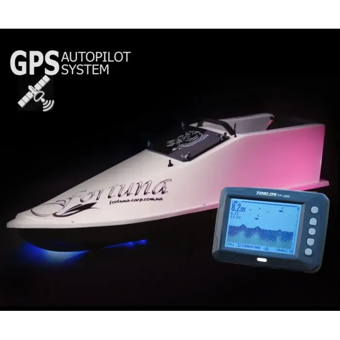 Великий кораблик для підгодовування Фортуна 45000 mAh, GPS (Maxi Cortex), Ехолот Toslon TF300