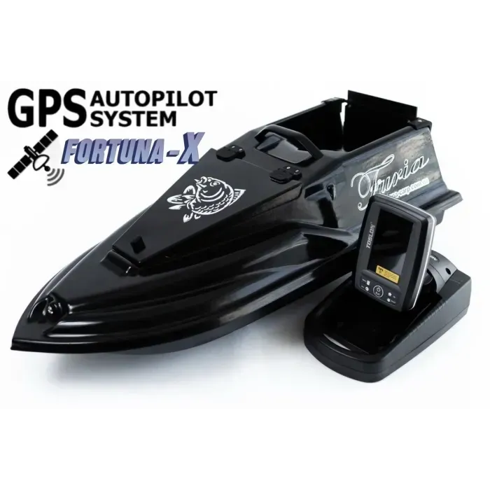 Кораблик для рыбалки Фурия Фюжн с GPS (Fortuna-X) и Эхолотом Toslon TF520 Черный