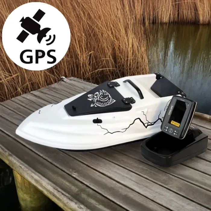 Прикормовий кораблик з GPS автопілотом (MaxiCortex) Ехолот Toslon TF520 Фурія Шторм 21000 мАг. Білий