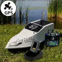 Большой кораблик для рыбалки Фортуна 45000 mAh с GPS (Maxi Cortex), Эхолот Toslon TF520 Белый