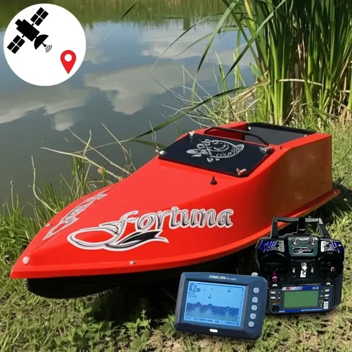 Кораблик для риболовлі Фортуна 45000mAh, GPS Fortuna X, Ехолот Toslon300 червоний