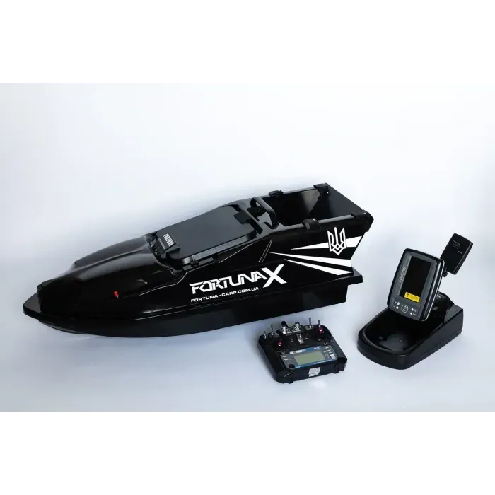 Катер для рыбалки Fortuna-X с GPS, эхолотом Toslon TF520: черный, профессиональный, карповый
