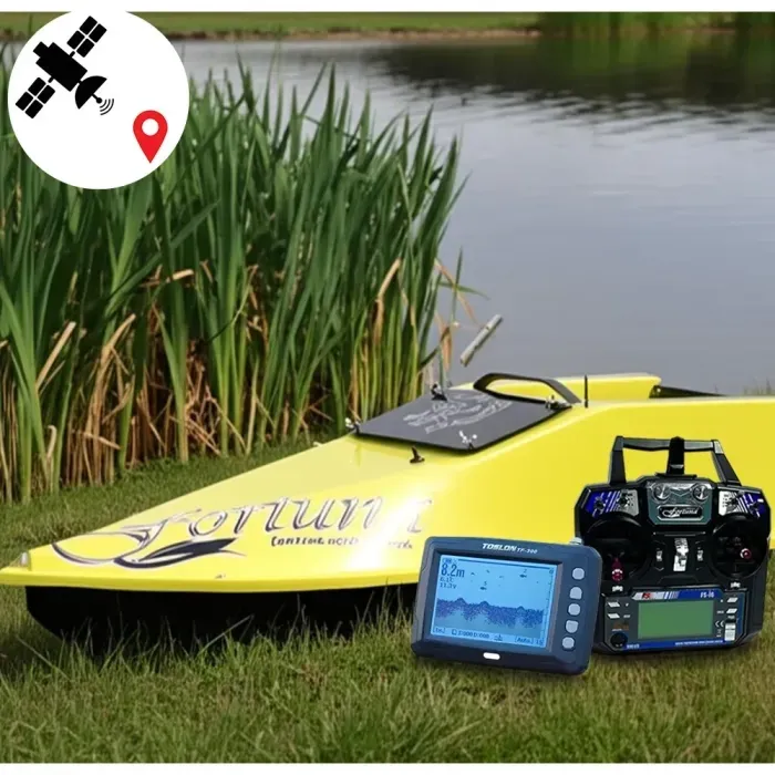 Кораблик для завоза прикормки Фортуна 45000mAh с GPS Fortuna X и Эхолотом Toslon300 Жовтий