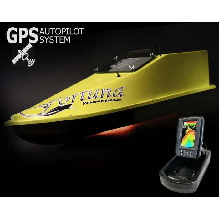 GPS (Maxi Cortex), Ехолот Toslon TF520, Прикормочний кораблик для риболовлі Фортуна (27000 mAh) Жовтий