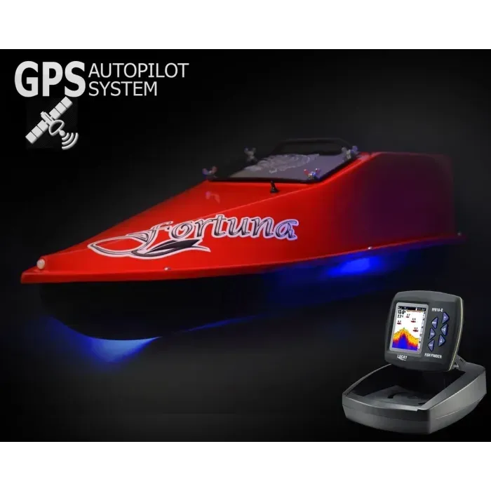 Електро кораблик для риболовлі з GPS Cortex 6+1, Ехолот Toslon300, Кораблик Фортуна (45000 mAh) Червоний