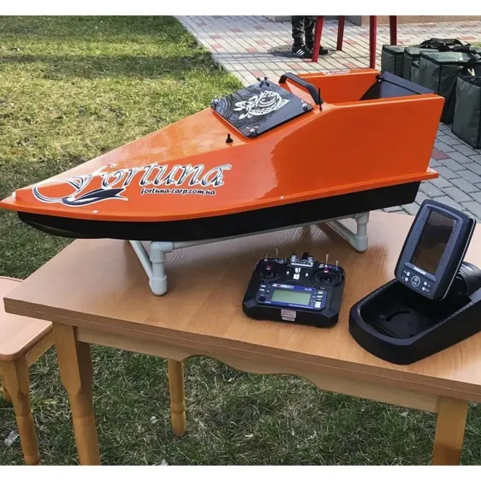 Кораблик для закорма рыбы Фортуна (27000 mAh) з ехолотом Toslon TF520 Оранжевый. Рыболовный электронный катер