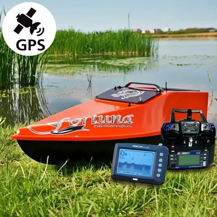 Кораблик для рибалки Фортуна 45000 mAh, GPS автопілотом Fortuna X та ехолотом Toslon300 Помаранчевий
