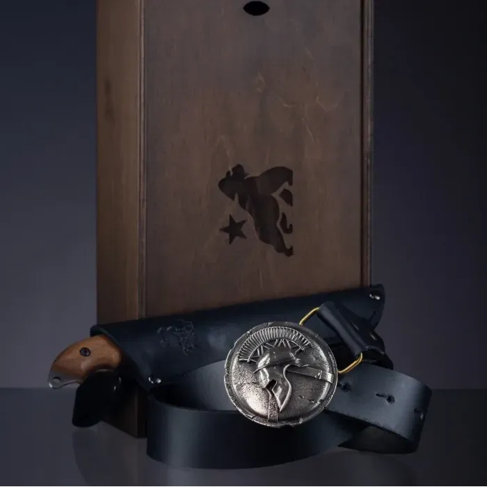 Нож + Кожаный ремень. Подарочный набор "Центурион" для мужчин Gorillas Accessories ручная работа Нейзильбер