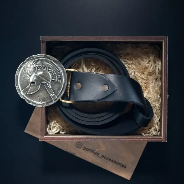 Нож + Кожаный ремень. Подарочный набор "Центурион" для мужчин Gorillas Accessories ручная работа Нейзильбер