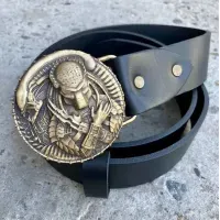 Чоловічий Шкіряний Ремінь із пряжкою «Чужий vs Хижак» латунь Gorillas Accessories. Ручна робота