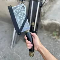 Кухонный топор Ручной Работы с гравировкой "ПУТЬ ВИКИНГА" Gorillas BBQ. Большой кухонный нож