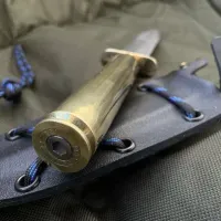 Туристический нож Ручной Работы "Гильза", сталь 50Х14мф. Рукоять - сквозной монтаж. Нож для подарка