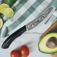 Нож Кухонный Ручной Работы с Гравировкой "ШАШЛИЧНИК" Gorillas BBQ. Большой поварской нож