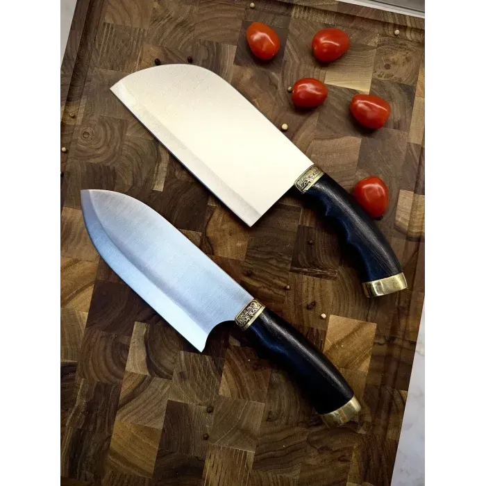 Комплект кухонных тяпок Gorillas BBQ KN188 (Серб с гербом + Герб 2.0), сталь 65Х13, для мяса, рыбы