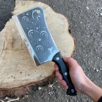 Кухонный топор Ручной Работы с гравировкой Gorillas BBQ. Топорик на подарок. Топорик для мяса, рыбы