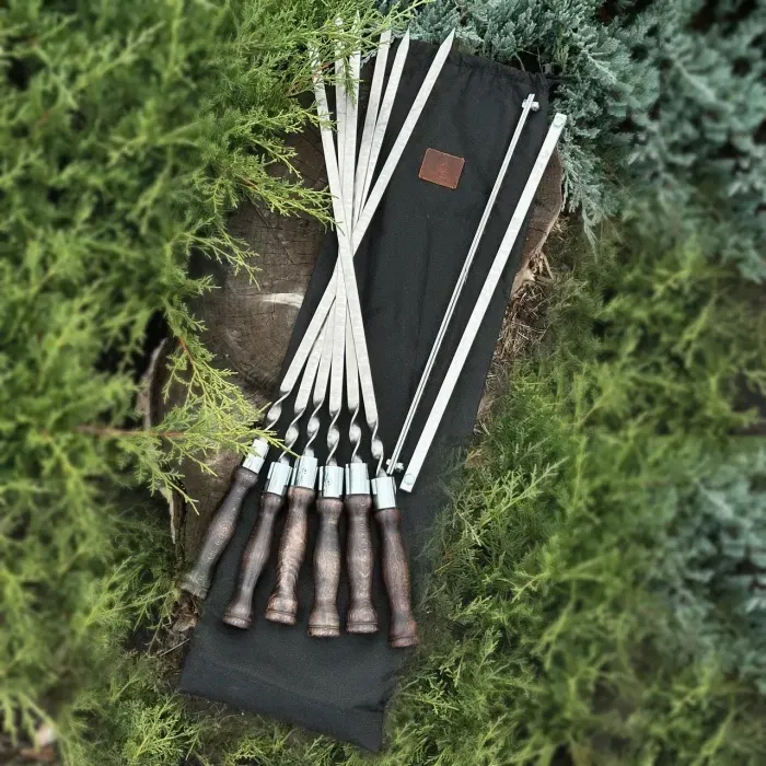 Подарочный Набор шампуров 6 шт. в чехле BS65 Gorillas BBQ. Шампура из нержавекйи. Шампура для подарка