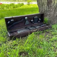 Подарочный набор шампуров 17 предметов для мужчины ПАНТЕРА Gorillas BBQ. Набор шампуров в деревяном кейсе