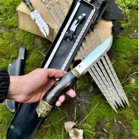 Подарочный Набор шампуров в кожаном чехле 12 предметов Колчан ДАРЫ БОГОВ Gorillas BBQ. Подарок мужу, шефу