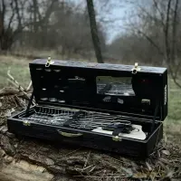 Набор шампуров в деревянном кейсе 18 предметов "ЛЕОПАРД" Gorillas BBQ Ручная Работа. Подарочный набор