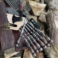 Подарочный набор для шашлыка на 14 предметов ГЕПАРД Gorillas BBQ 14 в деревяном кейсе. Ручная работа