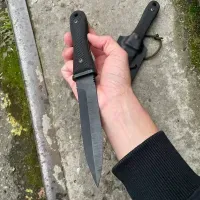 Нож "Пентагон" + Чехол,  ручная работа сталь 60С2А Черный. Нож на подарок