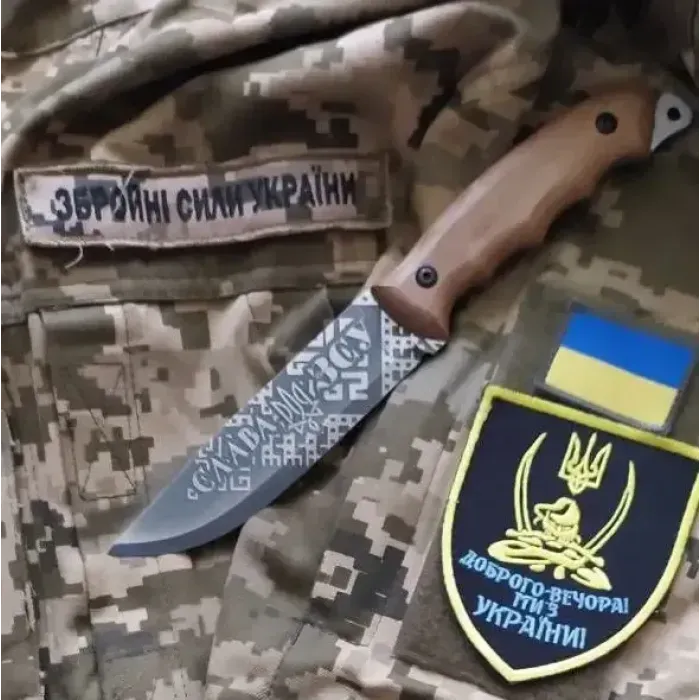 Ніж Ручної Роботи з Гравіюванням «СЛАВА ЗСУ» Gorillas BBQ туристичний