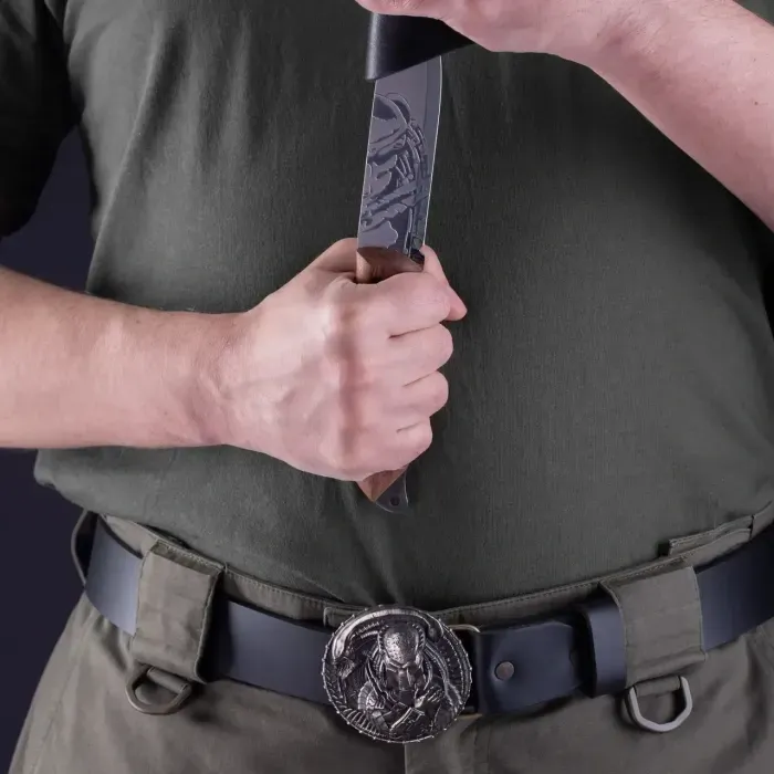 Ніж + Шкіряний Ремінь. Подарунковий набір «Чужий» для чоловіків Gorillas Accessories ручна робота Нейзильбер