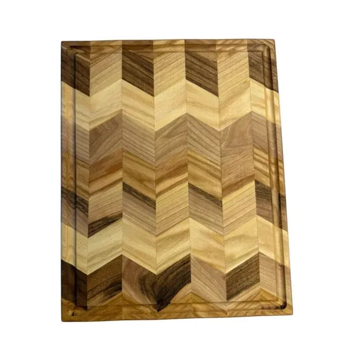Торцевая разделочная доска Gorillas BBQ DS55 ясень/орех 37x30 см с желобом для сока