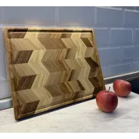 Торцевая разделочная доска Gorillas BBQ DS55 ясень/орех 37x30 см с желобом для сока