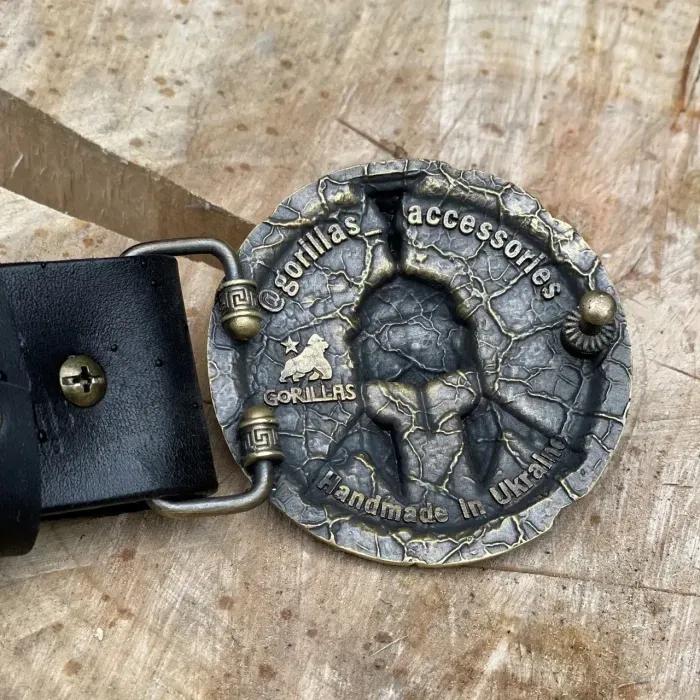 Мужской Кожаный Ремень с пряжкой "Легионер" из латуни Gorillas Accessories. Ручная работа