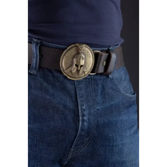 Мужской Кожаный Ремень с пряжкой "Легионер" из латуни Gorillas Accessories. Ручная работа