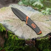 Нож туристический + чехол с клипсой BG-3 оранжевый/черный. Нож для рыбалки, туризму, охоты, кемпинга