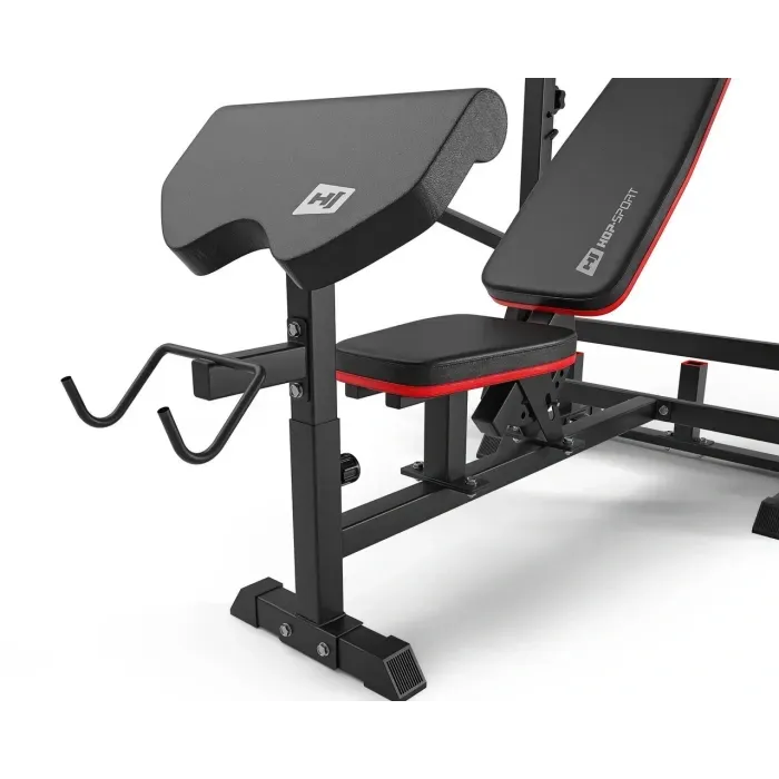 Набір Лава для жиму Hop-Sport HS-1075 Pro + Штанга та Гантелі 173 кг Premium + Приставка скотта