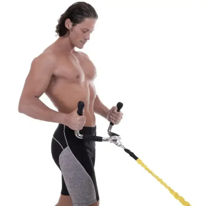 Ручка для тяги York Fitness багатофункціональна, хром, з гумовими рукоятками, для блочних тренажерів