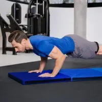 Гимнастический мат Gymtek 5см (темно-синий) для фитнеса и спорта: EPE+PVC, складной, с ручками