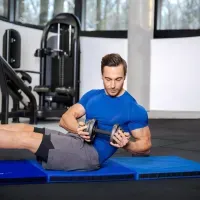 Гимнастический мат Gymtek 5см (темно-синий) для фитнеса и спорта: EPE+PVC, складной, с ручками
