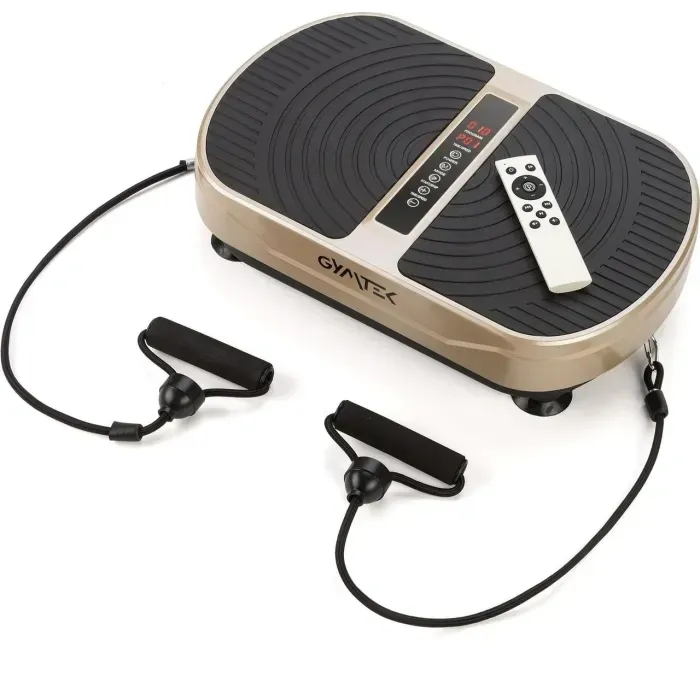 Виброплатформа Gymtek XP300 золотистая: для похудения, фитнеса и массажа дома. Эспандеры в комплекте.