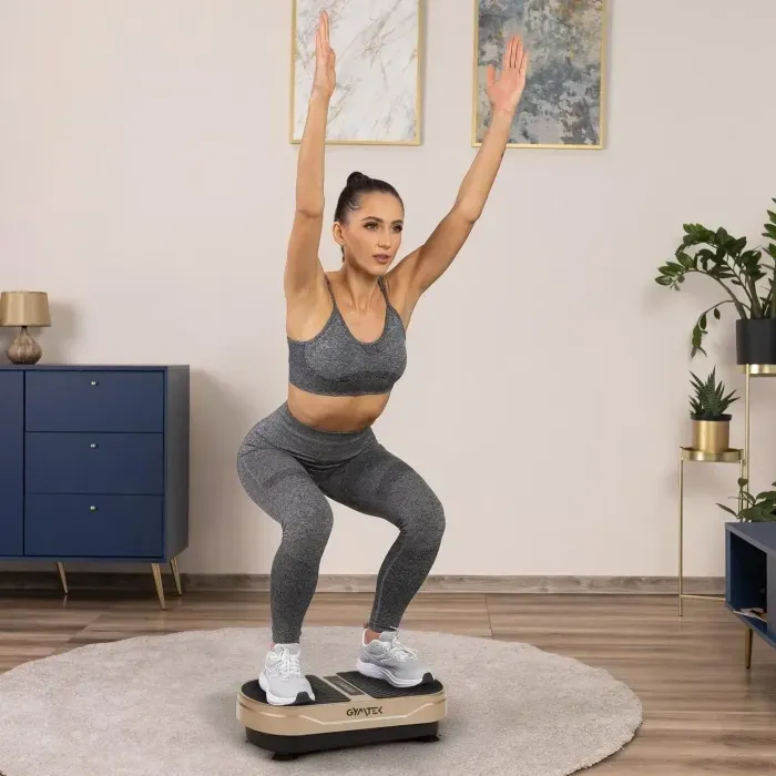 Виброплатформа Gymtek XP300 золотистая: для похудения, фитнеса и массажа дома. Эспандеры в комплекте.