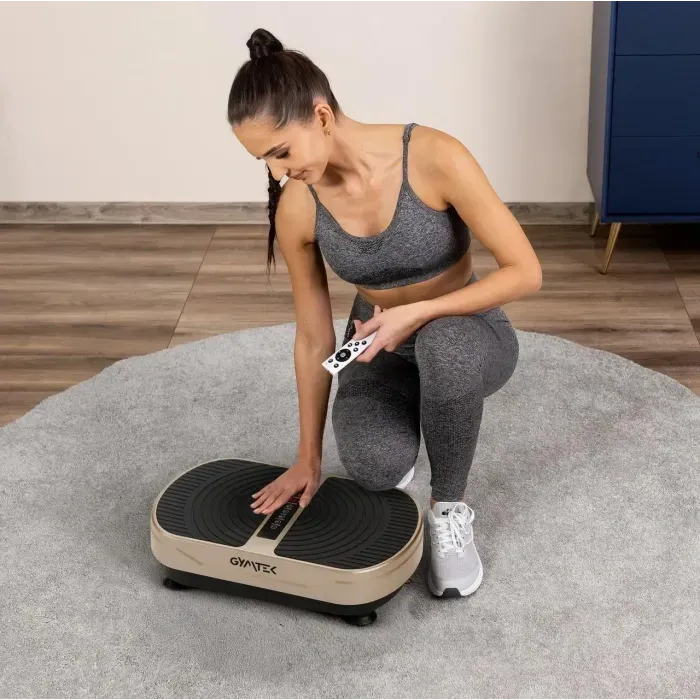 Виброплатформа Gymtek XP300 золотистая: для похудения, фитнеса и массажа дома. Эспандеры в комплекте.