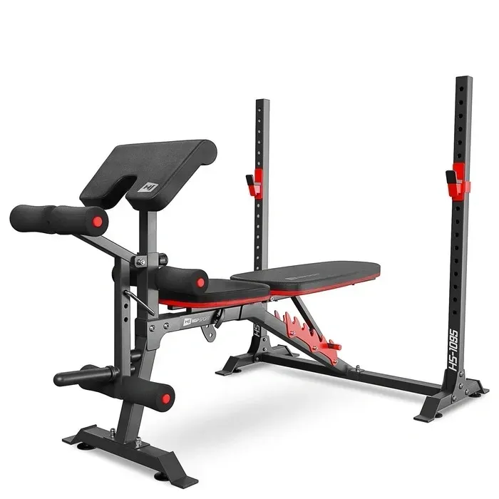 Набор для жима лежа: Скамья Hop-Sport HS-1095 + Штанга и Гантели 75 кг Premium + Приставка скотта