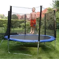 Батут SJ 10ft (312 см) синій із зовнішньою сіткою до макс. 150 кг. Батут для дорослих і дітей. Безпечний