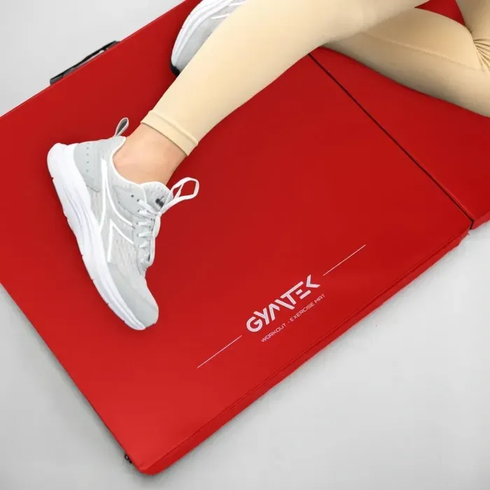 Гімнастичний мат Gymtek 5см червоний жорсткий для фітнесу та спорту: EPE, PVC, складаний