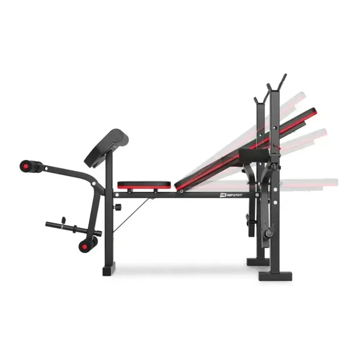 Набор Скамья для жима Hop-Sport HS-1055 + Штанга и Гантели 173 кг Premium + Приставка скотта
