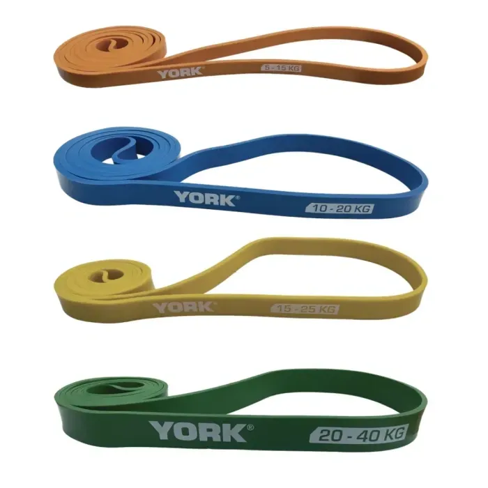 Набір гумок для фітнесу різнокольорові York Fitness 4 шт. (5 - 40 кг). Комплект фітнес-еластичних гумок