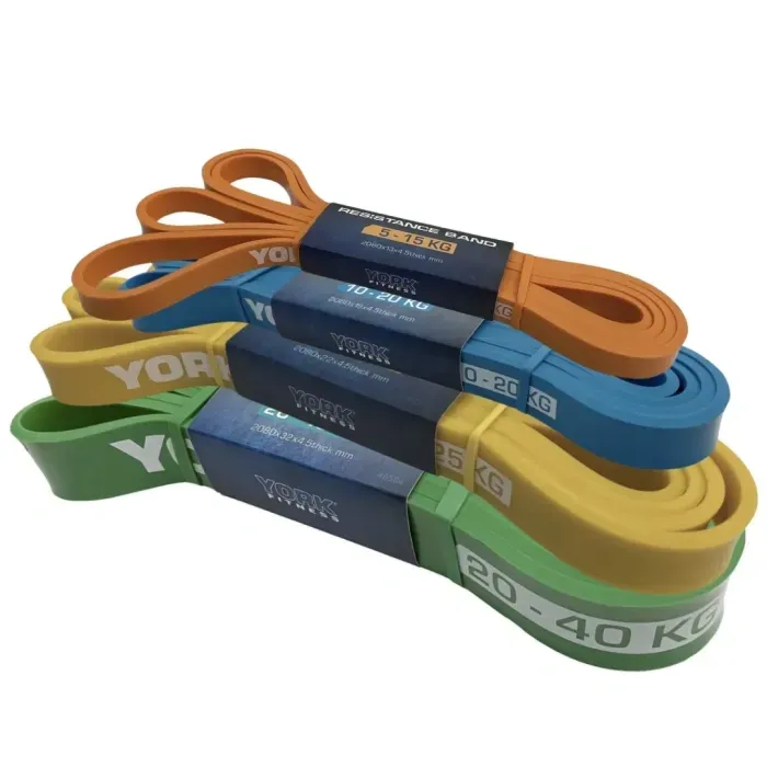 Набір гумок для фітнесу різнокольорові York Fitness 4 шт. (5 - 40 кг). Комплект фітнес-еластичних гумок