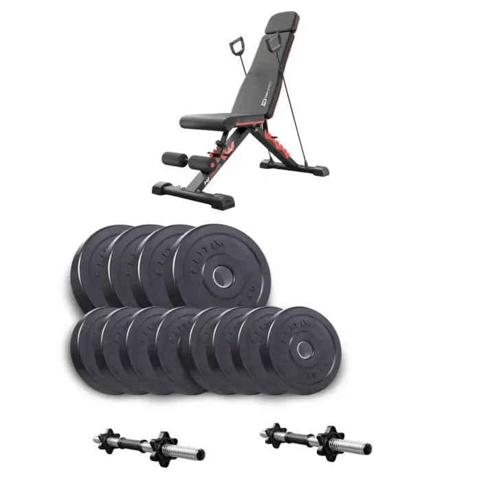 Набор для дома: гантели Elitum Titan 2x21кг + скамья Hop-Sport HS-2080 HB (диски ABS)