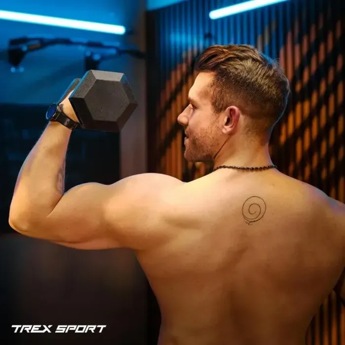 Гантель шестигранний 7.5 кг Trex Sport TX-075RD прогумований для дому, чавун, чорний